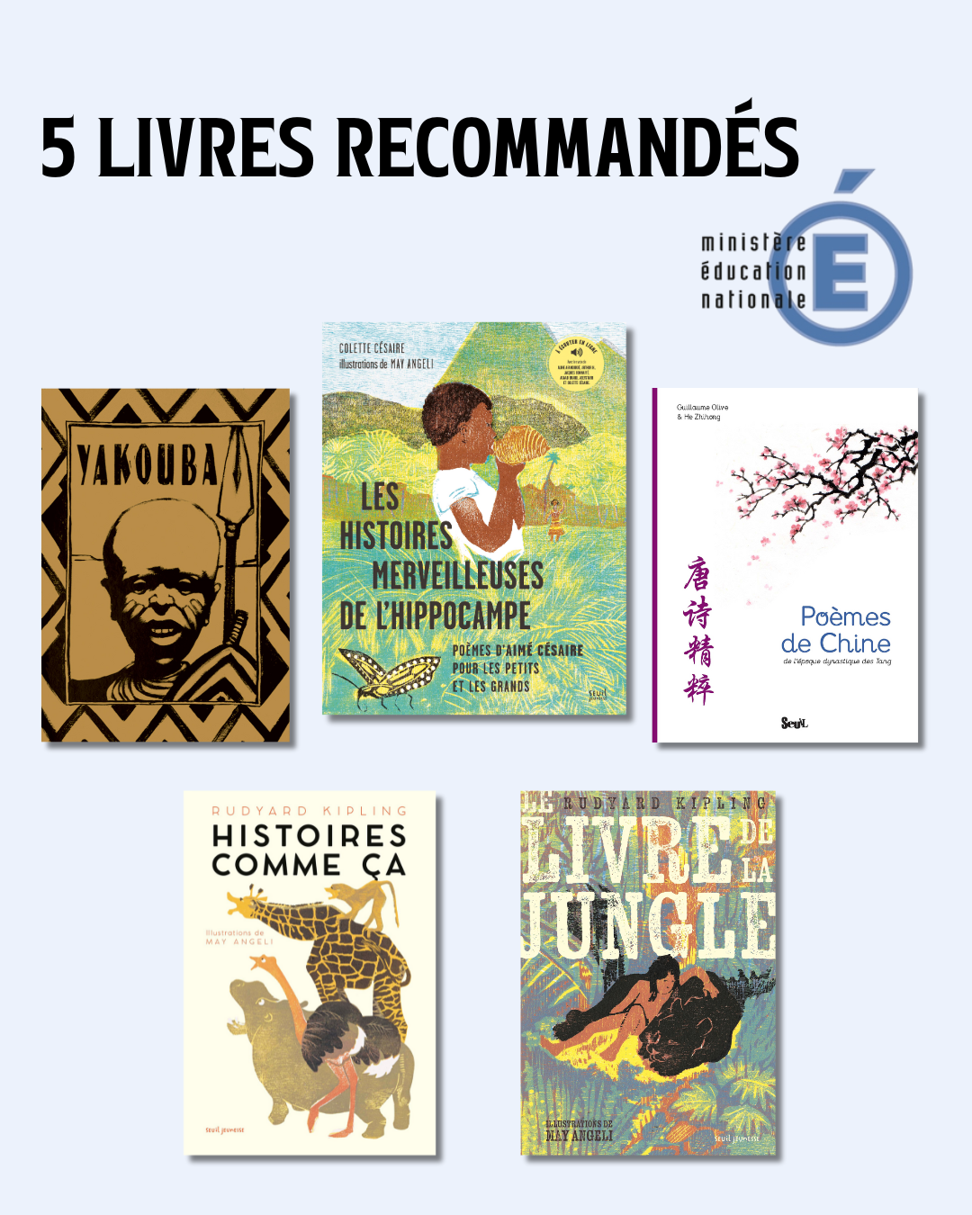 5 titres recommandés par l'Education nationale